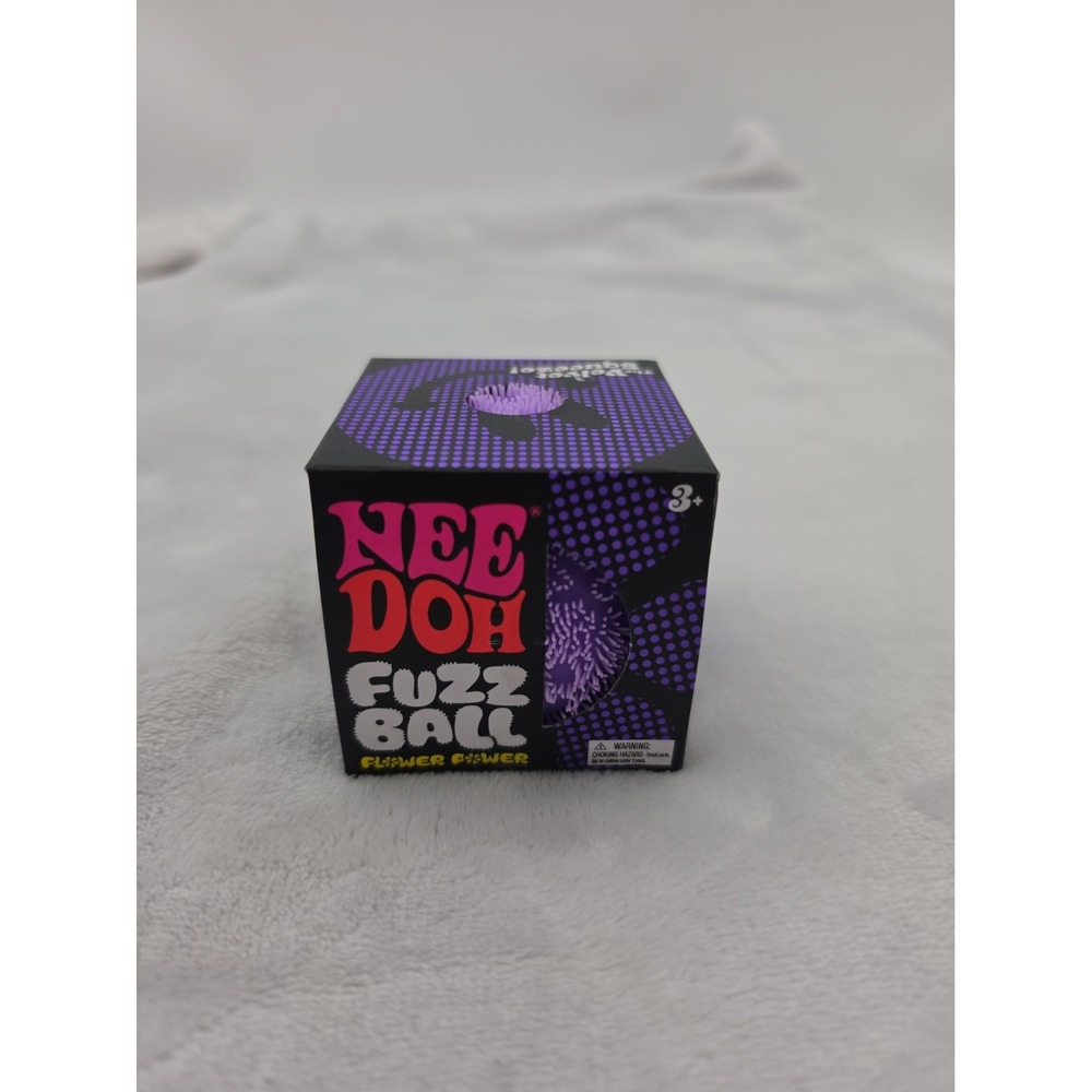 Schylling Authentic Needoh FUZZ BALL Flower Power Squish purp Fidget Fuzzball🔥